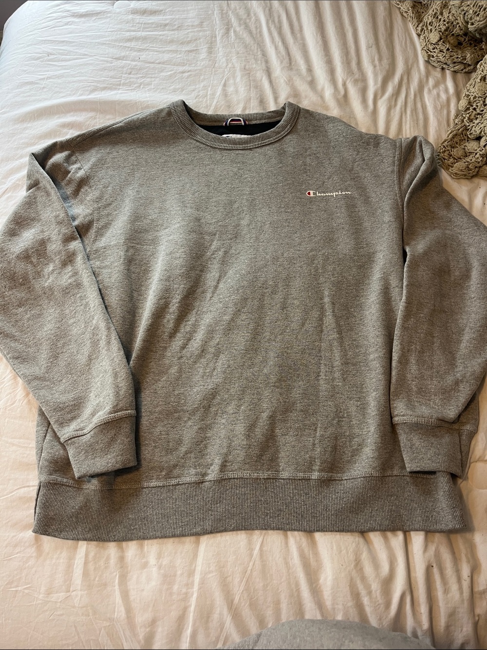 Champion Men's Gray Crewneck Sweatshirt with Small Logo